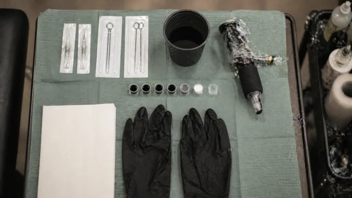 Sterile workstation at a custom tattoo HCMC studio showing hygiene standards