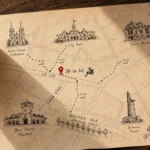 Walking route from Ben Thanh Market to a tattoo studio Ben Thanh area on Le Loi